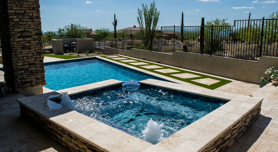 Custom pool building process Featuring Built-in Spa with True Blue Pools in Chandler