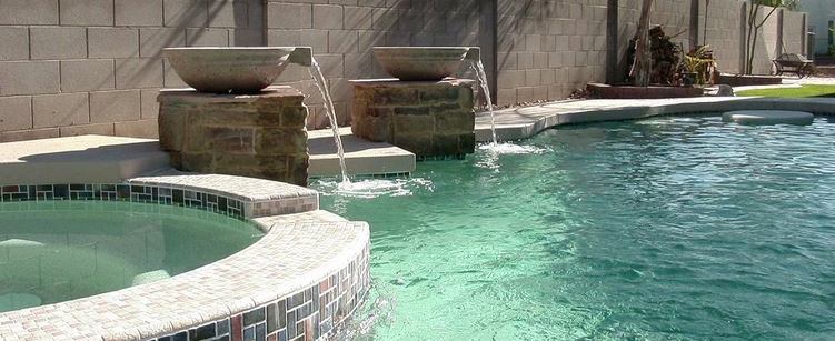 Pool with two fountains and jacuzzi