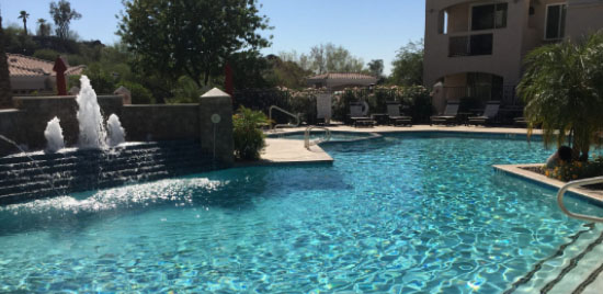 Large Pools Construction With Stairs, Built-in Spa, And Spitters In Queen Creek, AZ