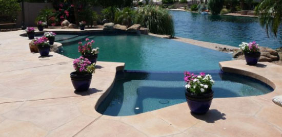 Custom Pool Design With Built-In Spa In Queen Creek